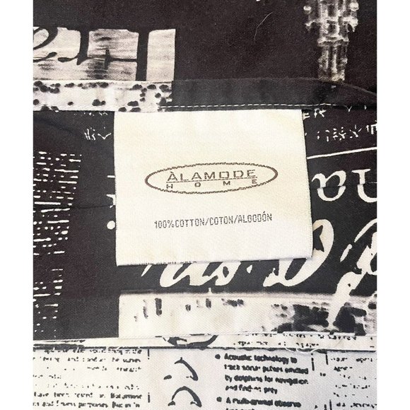 Set of 2 Alamode Home Passport Shams Black White Reversible Cotton Cities News - Picture 9 of 10